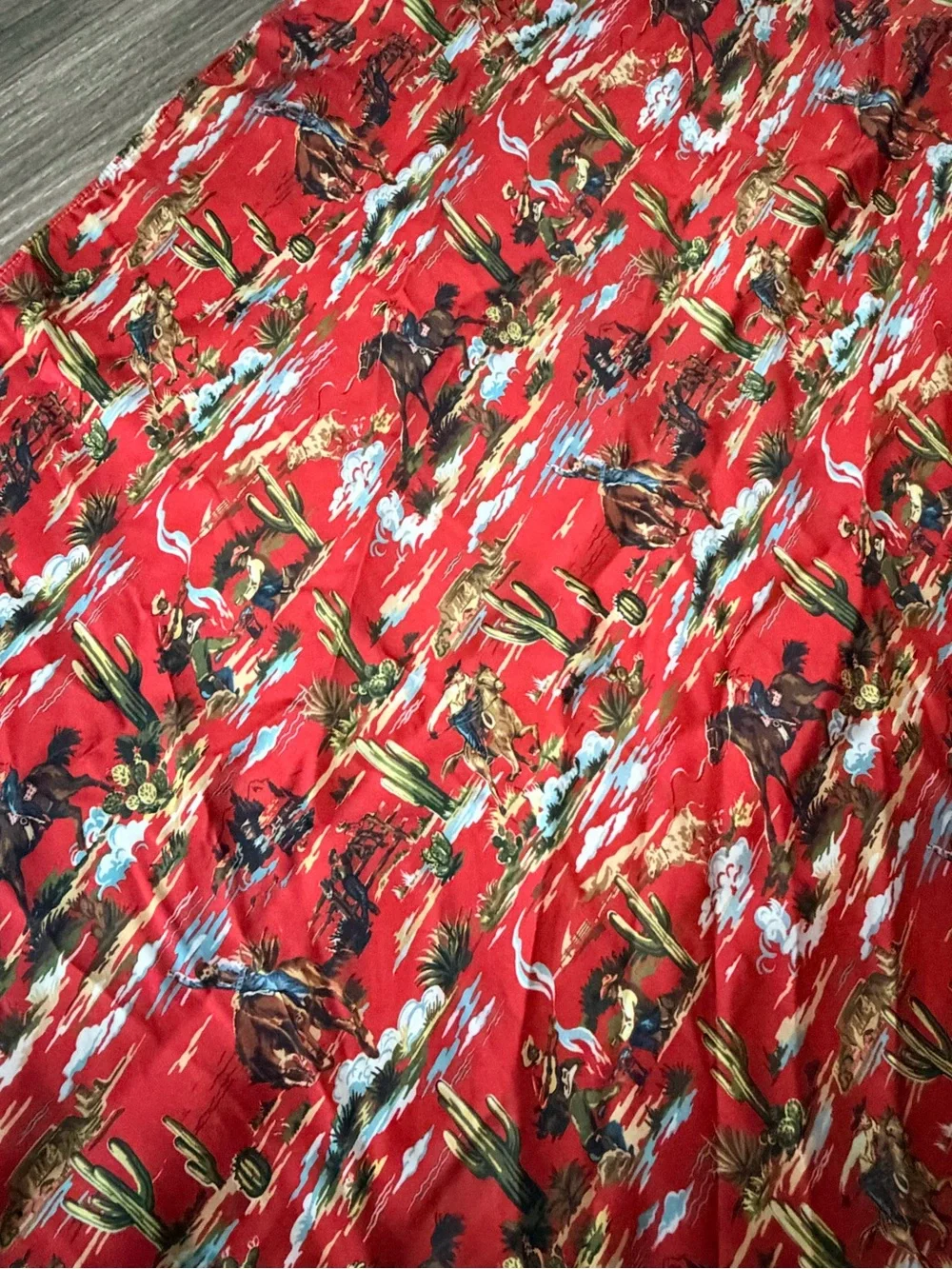 Red Silk Western Cowboy “Wild Rag” Scarf - Women Accessories